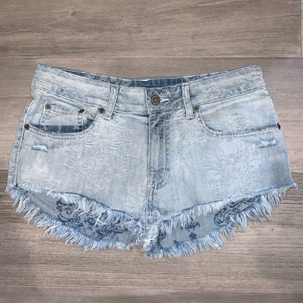 CARMAR blue pattern denim shorts